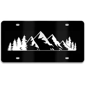 Black Mountain Topographic Front License Plate 6x12 – Peak Contour Map Vanity Tag for Car Truck SUV – Outdoor Hiking Gift with 4 Holes