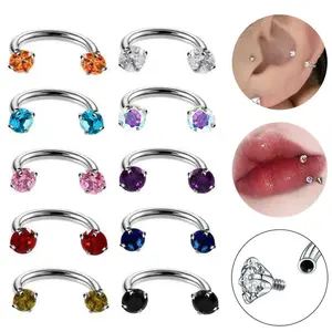 Titanium Horseshoe Nose Ring Nose Stud Tragus Stud Zircon Nose Ring Lip Ring Piercing Jewelry for Women Men Nose Hoop Cubic Zirconia
