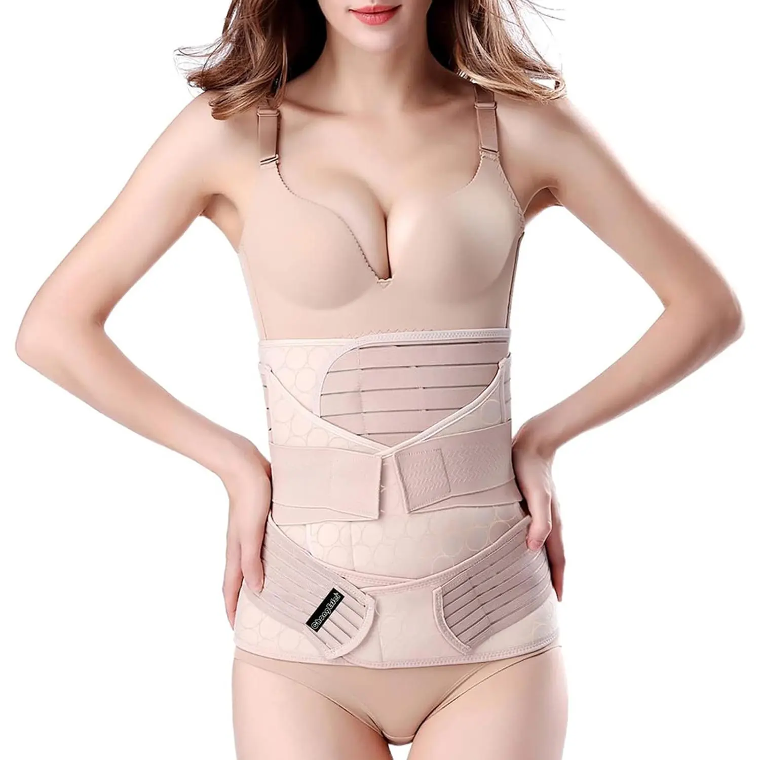 3 in 1  Support -  Belly/waist/ Belt Shapewear  Girdle, Beige, L/One Size For Posture Correction