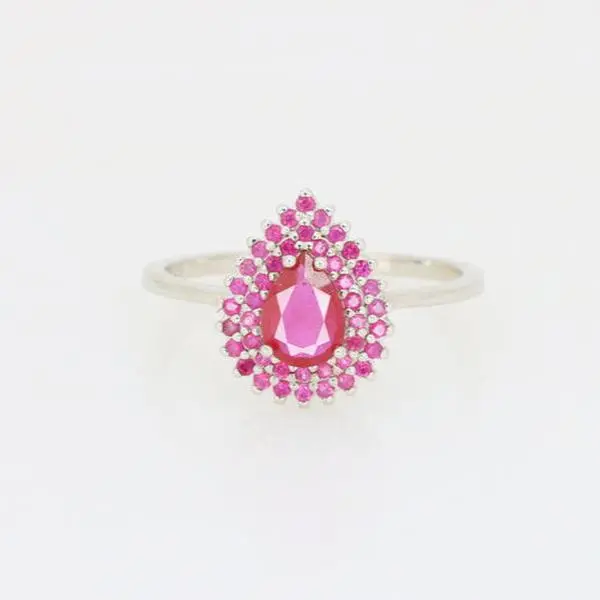 Corona Rosa – Anillo de Rubí Natural con Zafiros Rosados en Plata 925