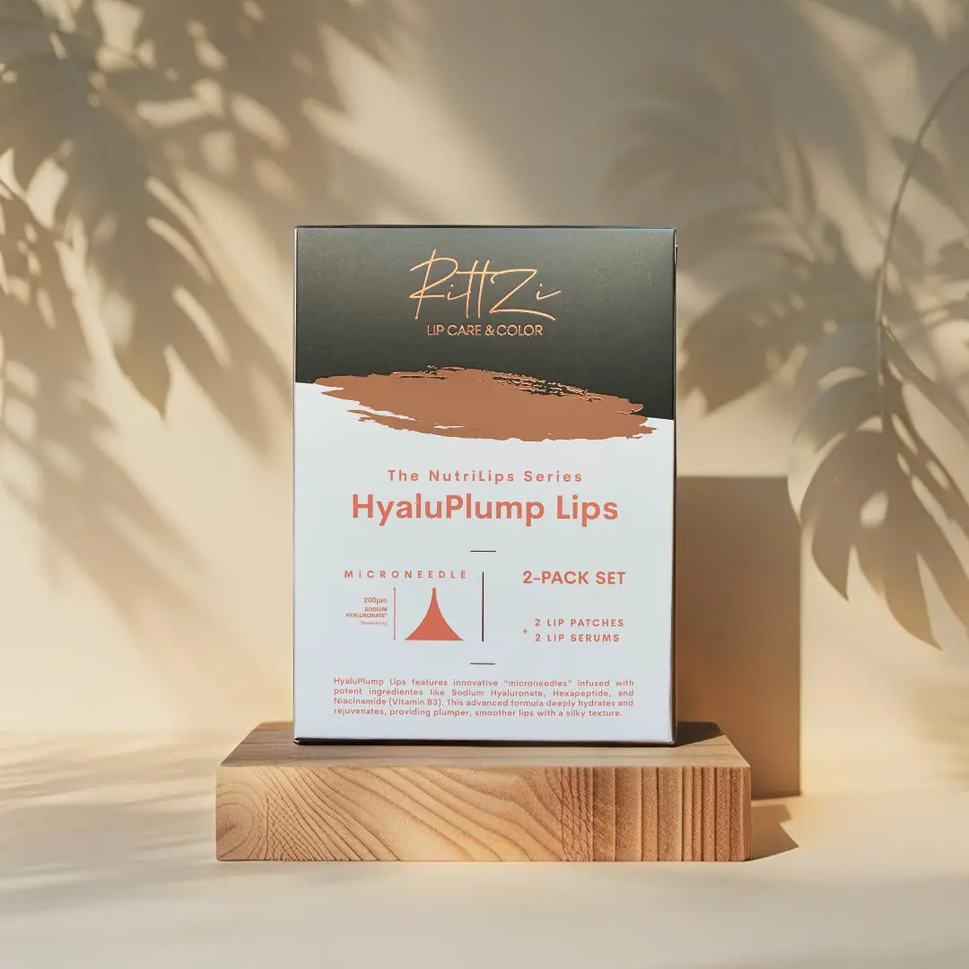 HyaluPlump Lips: 800 Dissolvable Microneedle Lip Patch + Lip Serum Lip Care Duo, 2-PACK SET