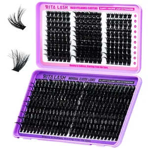 DIY Eyelash Set, 1 Box Natural Look Eyelash Extensions, Self Grafting Curl Eyelashes, Lash Clusters, Volume Individual Lash, Wispy Eyelash Clusters, Wispy Lashes Kit