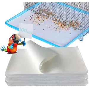 100 count Bird Cage Liner Papers, Disposable Cage Paper Liners Precut Absorbent Cushion Pad Mat Accessories for Pet Bird Parrot (White)