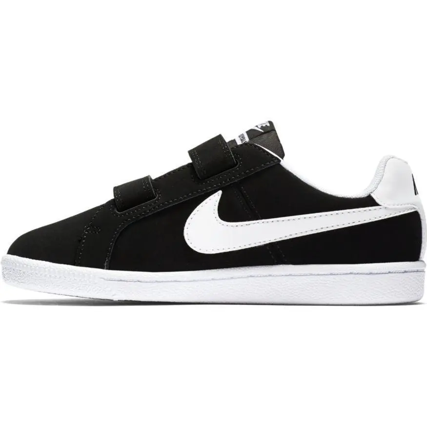 NIKE Kids' Court Royale Low Top Lace-Up Trainers, Sporty Casual Round Toe Footwear - Black/White, 8 - 9 Years