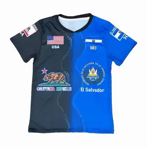 El Salvador & USA Soccer Jersey - Blue and Black Design with Stars and Stripes