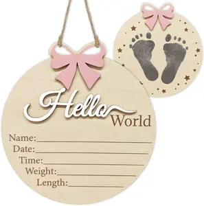 Bow  Announcement Sign,  Hello World  Sign and Footprint Sign for  Photo Prop  Shower and   ()