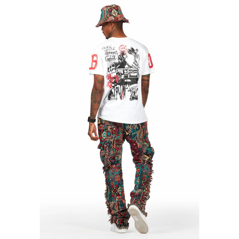 Ayami Red Slim Tapestry Flare Jean