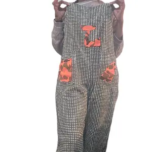 Abstract Checkered Patterns Jumper with Orange and Brown Camo Design for Stylish Comfort Jumpsuits