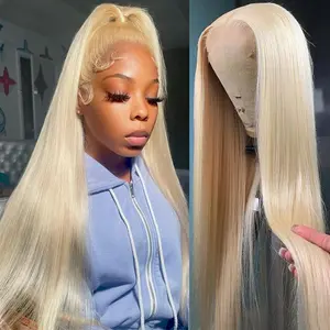 13x4 Blonde Straight Lace Front Wig Human Hair 613 Lace Frontal Wig Transparent Lace Wigs