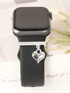 Silver Color Heart Decoration Pendant for Apple Watch Band, Butterfly Pattern Charm Accessory, Heart Design Charm, Butterfly Charms, All Seasons Wearable Gift Jewelry