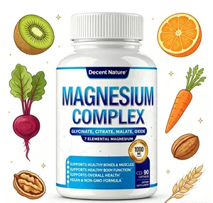 High Absorption 8 Forms Magnesium Glycinate Complex 1000mg, Chelated Citrate Malate Taurate Blend, 90 Natural Capsules for Daily Healthcare & Fitness