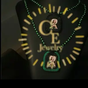 Saint Jude Handmade Scapulars in Green with Decorative Elements and Unique Design - Religious Necklace Set