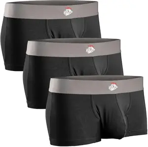 Modal 3in Boxer Briefs No Fly 3pk Black Fabric Man Menswear Soft Breathable Day Medium Overall Breathable Cotton