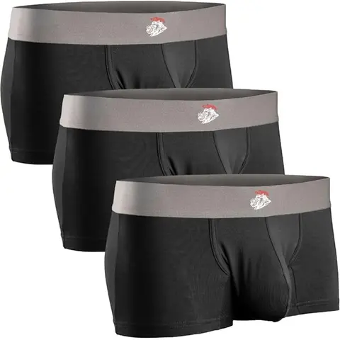 Men's 3-Pack No Fly 3in Boxer Briefs - Plain, Soft, Breathable, Modal-Spandex-Nylon-Cotton Blend Fabric, Medium, Day Wear (S Size Option Included)
