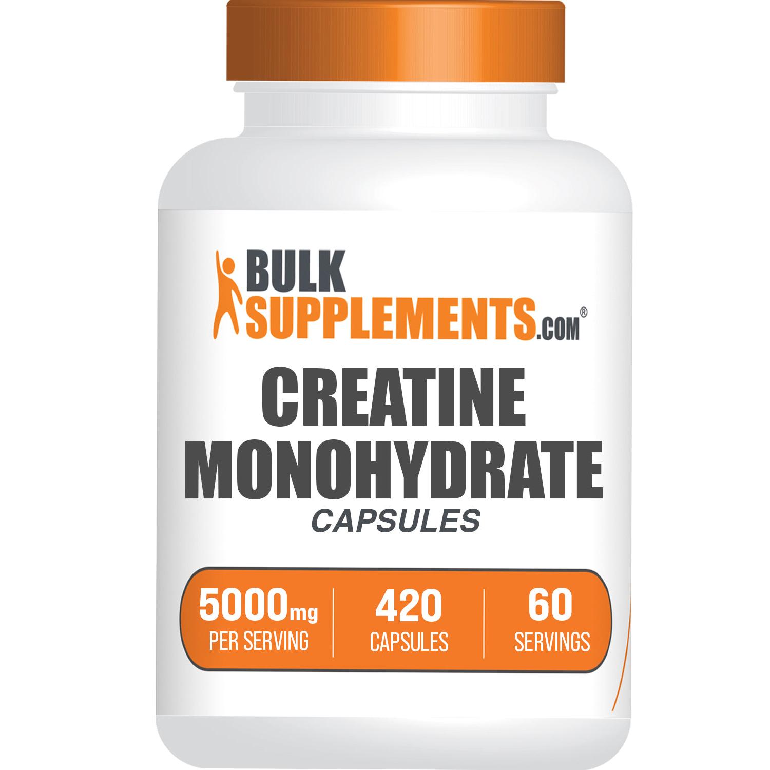 BulkSupplements - Creatine Monohydrate Capsules - Dietary Supplements - Muscle - Fitness Supplements - 420 Capsules - 5000mg per Serving