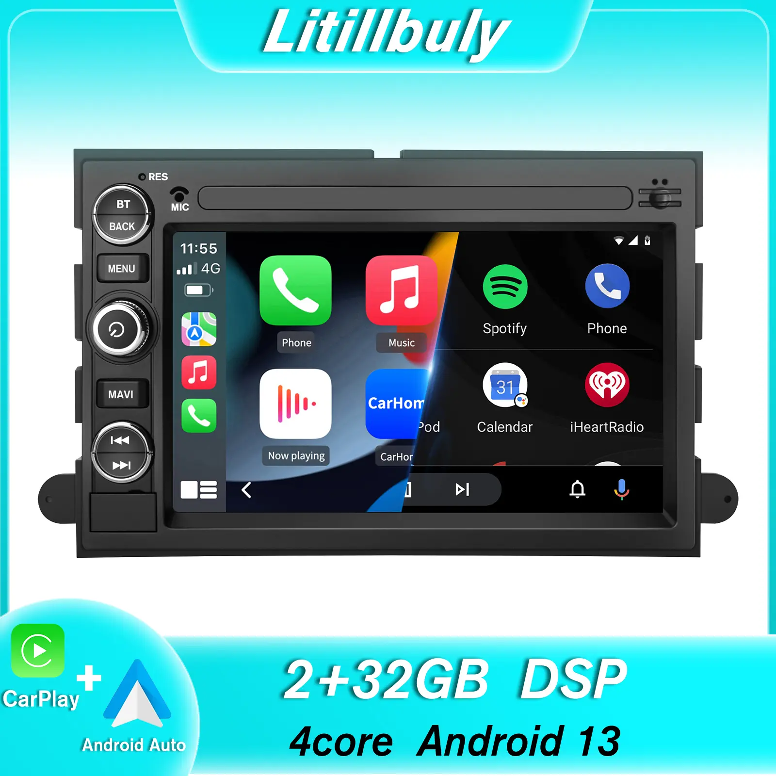 7" Android 13 Car Radio Stereo for Ford F150 F250 F350 Fusion Edge Explorer Taurus Freestar 7 inch Touch Screen with Built-in Wireless CarPlay & Android Auto