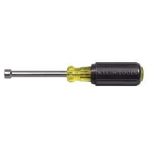 KLEIN TOOLS 630-6MM 6 mm Nut Driver, Made in USA, 3-Inch Hollow Shaft and Cushion Grip Handle