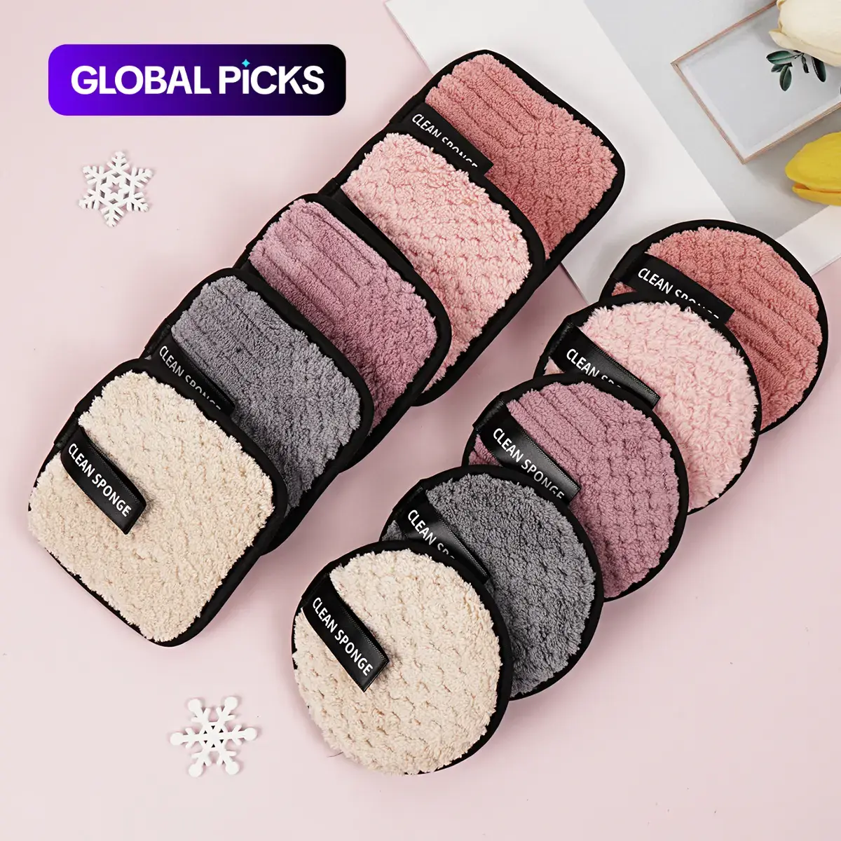 MAANGE 10pcs Double-Sided Cleansing Makeup Remover Puff Set, Makeup Remover Tool, Face Wash Puff, Face Cleaning Pads, Makeup Remover Cloth, Makeup Washcloths for Summer #GLOBAL PICKS