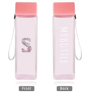 500ML Clear Travel Water Bottle, 1 Count Portable Drinking Bottle with Carry Strap, Large Capacity Water Cup, Leakproof Sport Flask, Personalized Water Bottles, Sports Bottle, Waterbottles