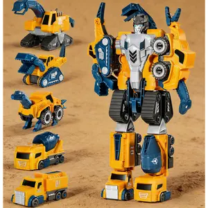 5Pcs Transforming Robots for Kids,Toddler Robot Construction Vehicles Set  , Magnetic Toys with Sturdy Connectors – Easy DIY Assembly Function – 5-in-1 Educational STEM Toys, Play Birthday Gift Toy for Kids Boys Girls age 3 4 5 6 7 8 9