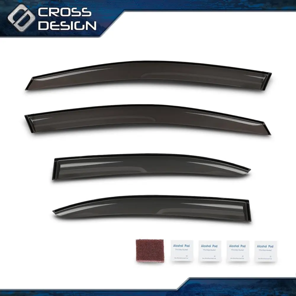 CROSSDESIGN Car Accessories Window Vent Visor Rain Guard, Set of 4, Fit for 2006-2011 Honda Civic 4DR Sedan, Set Of Four