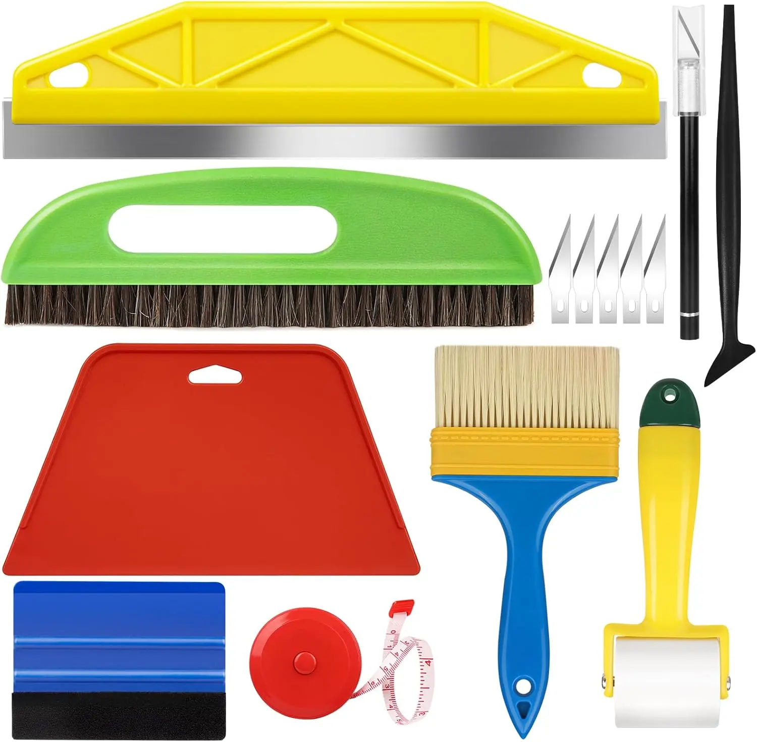 WRAPXPERT Professional Wallpaper Installation Tools Kit - Includes Smoothing Brush, Adhesive Contact Paper Applicators, Backsplash Tile, and Window Film Tools for Effortless Wallpapering and Surface Finishing