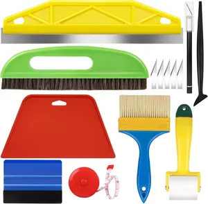 WRAPXPERT Professional Wallpaper Installation Tools Kit - Includes Smoothing Brush, Adhesive Contact Paper Applicators, Backsplash Tile, and Window Film Tools for Effortless Wallpapering and Surface Finishing