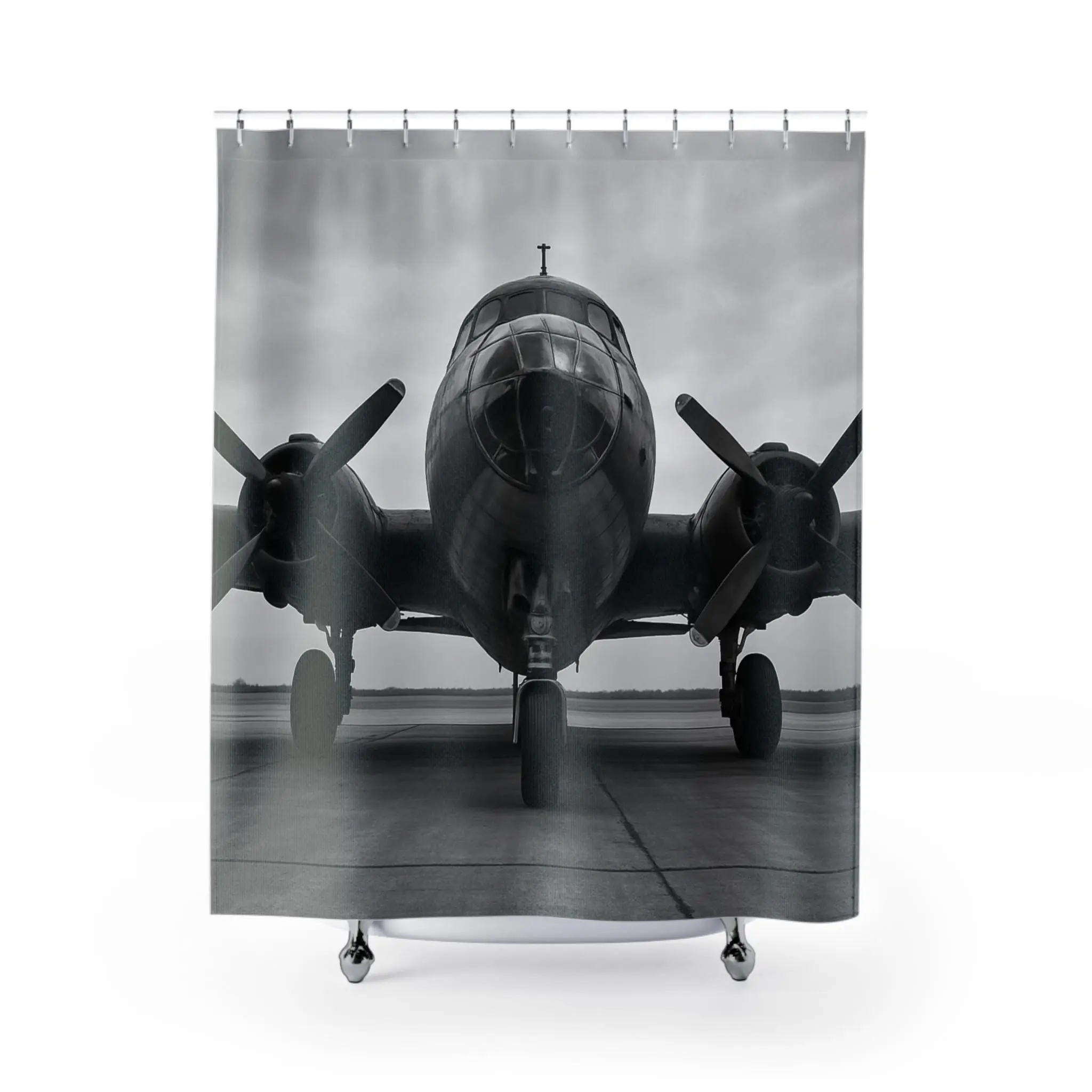 Vintage Airplane Shower Curtain: Aviation Bathroom Decor