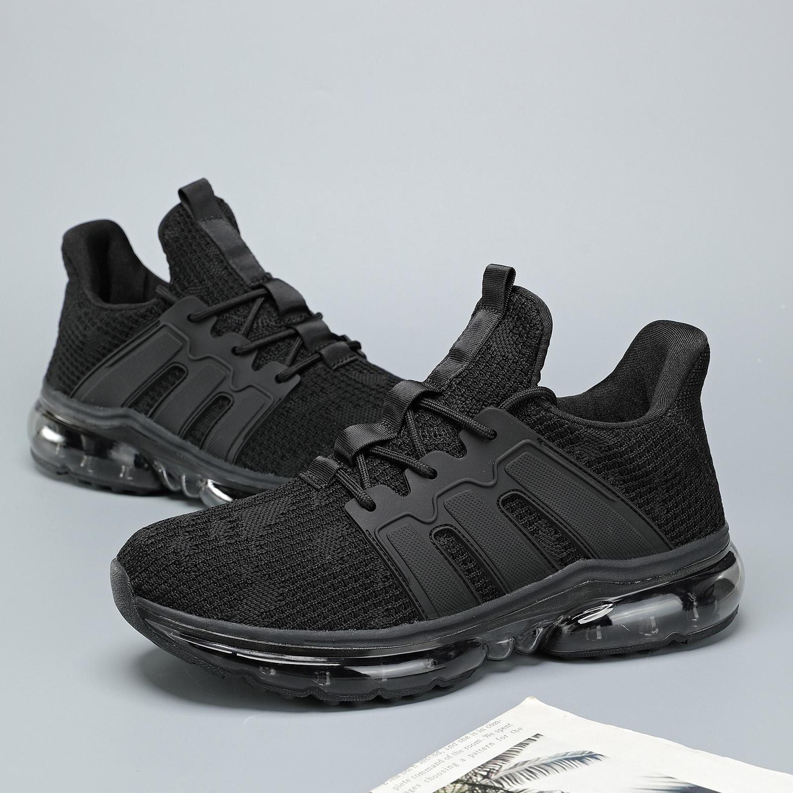 Men's Air Cushion Running Shoes - Breathable Mesh Fabric, Athletic Look, Lightweight, Non-Slip, Secure Lace-Up Sneakers for Gym & Walks, Casual Comfort, Breathable Fabric,shoes for back to school,back to school shoes