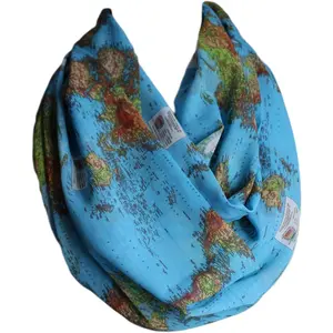 World Map Infinity Scarf Circle Loop Scarves