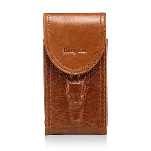 Hengwin Genuine Leather Phone Holster with Belt Clip, Waist Pouch Cell Phone Holder Case Fits Samsung Galaxy S25 S24 S23 S22 S21 Ultra A06 F06 5G Note Series and iPhone 16 Pro Max, 15 Plus, 14 Pro Max, Secure Vertical Carry Case for Men’s Daily Use