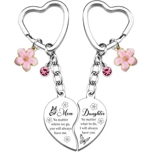 Gifts for Mother and Daughter, Mother's Birthday Gift, Daughter's Keychain, Christmas and Mother's Day Gift for Mother, 2 Heart-Shaped Matching Keychains