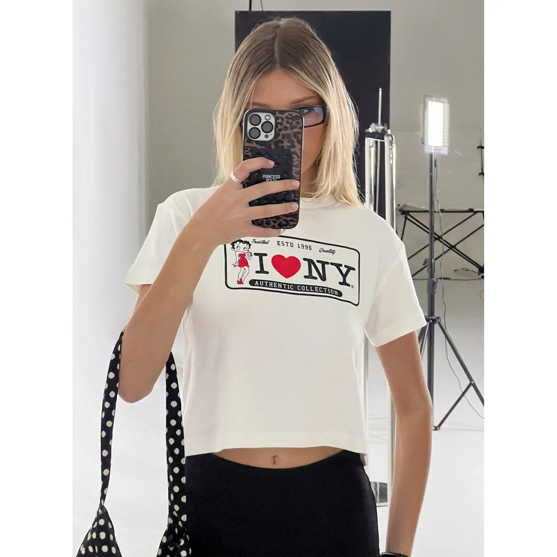 Betty Loves NY Graphic Baby Tee White