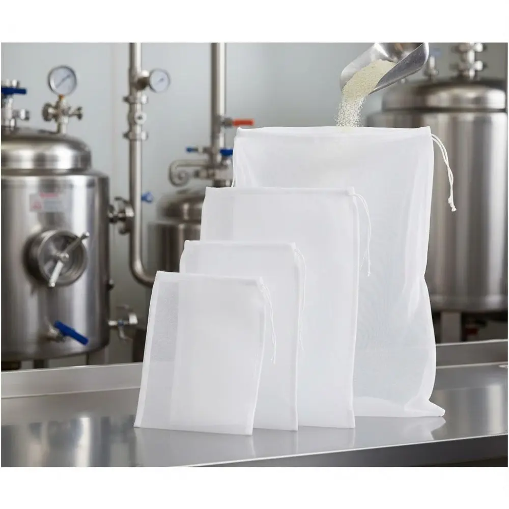Fine Mesh Filter Bags 100-300 Micron, Reusable Kitchenware Brewing Bag for Beer Nut Milk Juice, Durable Washable Food Grade Strainer, Fits Fermenter for Coffee Tea Nut Pulp, Mold Resistant High Temp