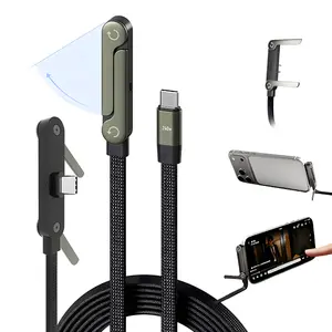 240W Fast Charging Cable 59 in，Invisible Stand Charging Cable，Flat USB c Cable,USB c Cable Right Angle，for iPhone 17 Series, Samsung Galaxy S25 S24 Ultra etc