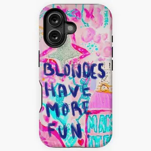 Blondes Have More Fun Phone Case for iPhone 14 15 16 Plus 13 12 Pro Max, Fully Covered TPU Shockproof Leather Phone Case for Men Women