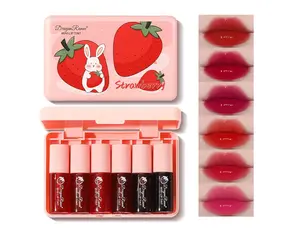 6PCS Korean Velvet Lip Tint Stain Set - Non-Stick Cup, Long-Lasting, Moisturizing Liquid Lipstick Gloss Lipgloss Makeup Glossy