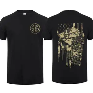 2025 Skulls & Sig Sauer American Flag Camo 2 Sided T-shirt Crew Neck Short Sleeve Casual Cotton Gift Mens Clothing Sig Graphic Tees