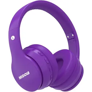 Kids Headphones Bluetooth 5.4 Wireless 68H Play Time Volume Limit 85/94dB Over-Ear Foldable Headset,Type-C Fast Charging, Wired Aux Mic For Toddler,Child,Pad,Tablet Purple