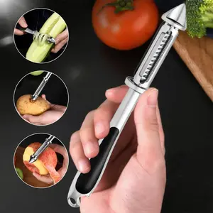 Premium Swivel Vegetable Peeler,,Stainless Steel 2 in 1 Julienne Vegetable Peeler,Ultra Sharp Potato Peelers for Kitchen, Premium Veggie Fruit Peeler, Carrot Peeler, Rotary Serrated Blade, Thickened Non-Slip Ergonomic Handle