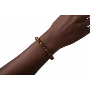 Brown Stone Rwandan Beaded Bracelets, Handmade African Geometric Earth Tone Jewelry