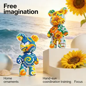 Ocean Bear & Sunflower Bear Creative Building Blocks Model, 1688pcs, Original Authentic, New 2026 Design, Perfect Gift, DIY Decor