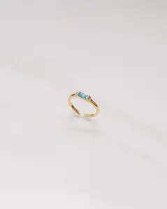 Dainty Blue Topaz Baguette Ring
