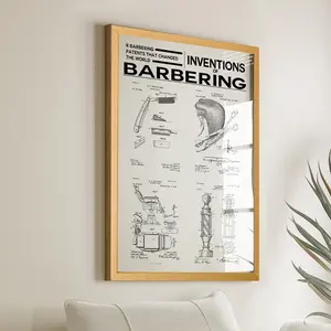 6 Color Options - Barber Shop Wall Decor - Celebrate the Invention of Barbering with Patent Poster No Frame - Hairdresser Wall Art and Prints  - Decor Home(Note: Frame shown for display only)