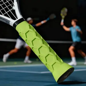1pc Silicone Ball Racket Non-Slip Handle Cover Octagonal Honeycomb Silicone Handle Protection Cover Shockproof Shock Absorption, Easy to Clean for Pickleball, Tennis