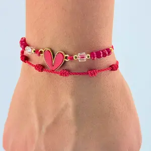 Adjustable Heart Bracelets in Various Colors Minimalist Heart Design Macrame Cord Lightweight Comfortable Handmade Beaded Bracelet for Everyday Wear