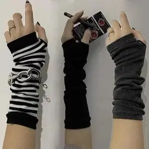 Outdoor Y2K Punk Long Fingerless Gloves Cuff for Women Men Hip-hop Glove Elbow Mittens Cool Stretch Winter Arm Warmer Mitten
