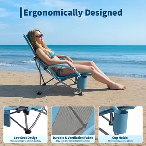 Fathersdaygift Summervibes Flash sale home items Lightweight folding backpack beach chair, featuring 5 reclining positions and lay flat design. Equipped with straps and storage parts, suitable for camping and hiking