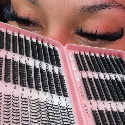 Glossy DIY D-Curled Individual Eyelash Extensions - 100D/120D Synthetic Lash Cluster, 10-20MM Tapered Tips, 6 Styles, Lightweight Long-Lasting Cosmetic with High-Capacity Lash Book for At-Home DIY Use