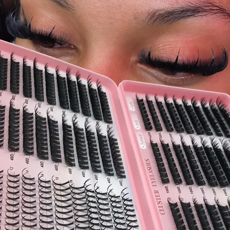 Glossy DIY D-Curled Individual Eyelash Extensions - 100D/120D Synthetic Lash Cluster, 10-20MM Tapered Tips, 6 Styles, Lightweight Long-Lasting Cosmetic with High-Capacity Lash Book for At-Home DIY Use